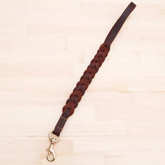 Short Dog Leash Braided Real Leather One step traction belt Explosion-proof - PeticaDeals
