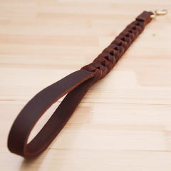 Short Dog Leash Braided Real Leather One step traction belt Explosion-proof - PeticaDeals