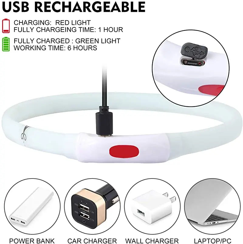 Silicone Led Dog Collar Usb Rechargeable Luminous Dog - PeticaDeals