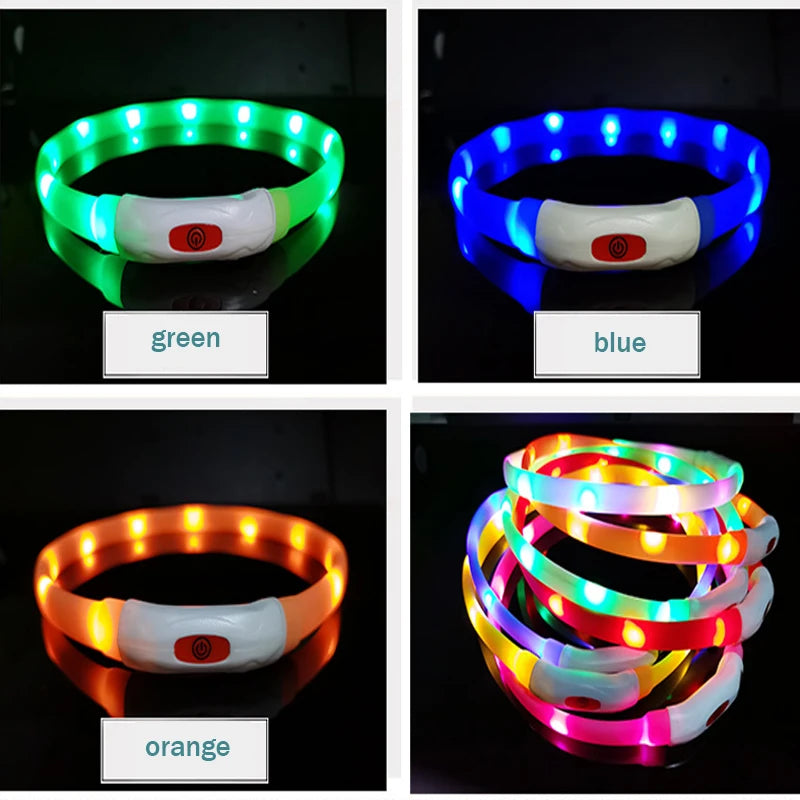 Silicone Led Dog Collar Usb Rechargeable Luminous Dog - PeticaDeals