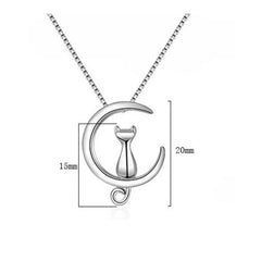 Silver Color Simple Cute Pet Cat Moon Jewelry Set - PeticaDeals