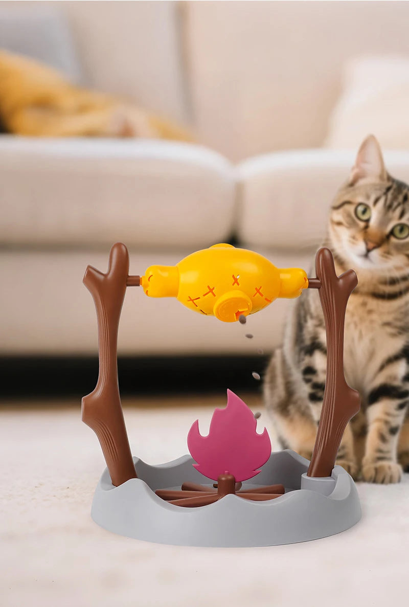 Simulated barbecue Cat Toy Interactive Educational Pet Toy Rolling Leakage Food Cat Toy - PeticaDeals