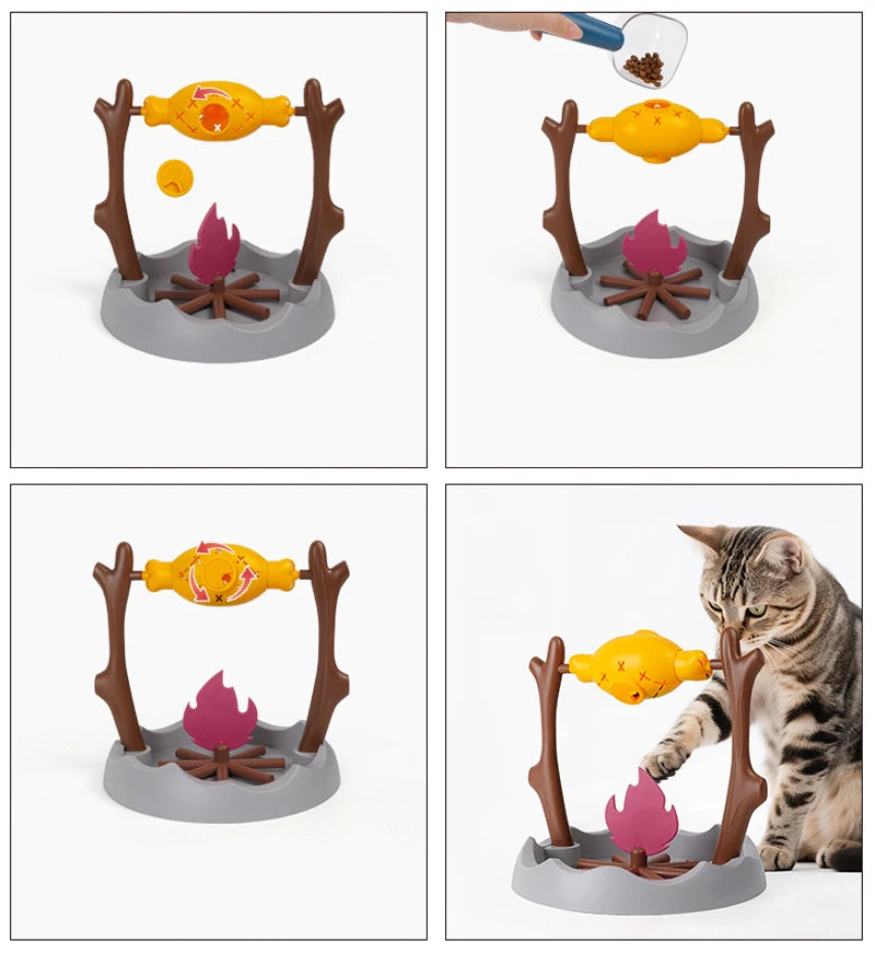 Simulated barbecue Cat Toy Interactive Educational Pet Toy Rolling Leakage Food Cat Toy - PeticaDeals