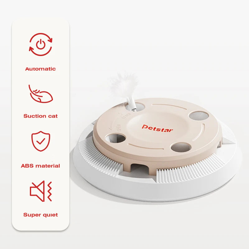 ‌Smart Self-Play Cat Toy with Feather Wand - Auto Rotating Teaser for Boredom Relief - PeticaDeals