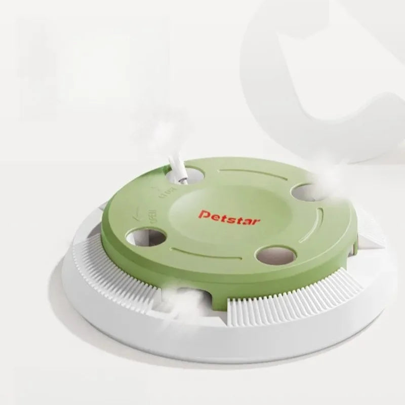‌Smart Self-Play Cat Toy with Feather Wand - Auto Rotating Teaser for Boredom Relief - PeticaDeals