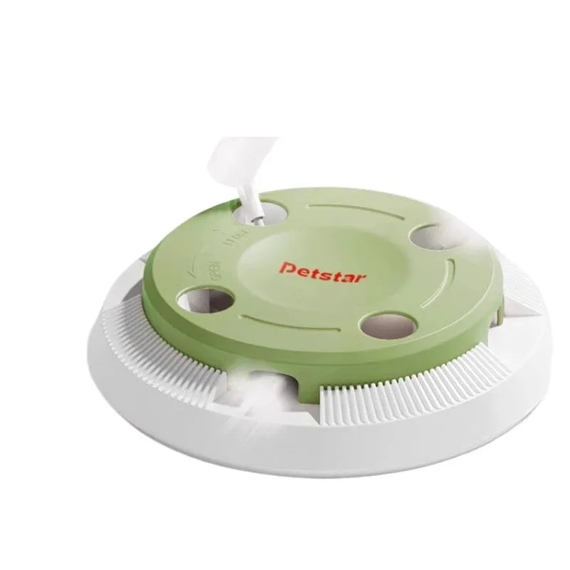 ‌Smart Self-Play Cat Toy with Feather Wand - Auto Rotating Teaser for Boredom Relief - PeticaDeals