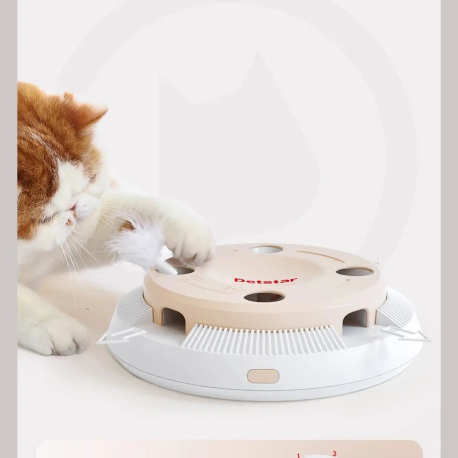 ‌Smart Self-Play Cat Toy with Feather Wand - Auto Rotating Teaser for Boredom Relief - PeticaDeals