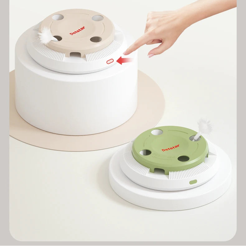 ‌Smart Self-Play Cat Toy with Feather Wand - Auto Rotating Teaser for Boredom Relief - PeticaDeals