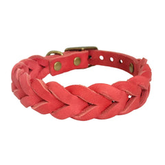 Soft Genuine Leather Braided Dog Collar Adjustable - PeticaDeals