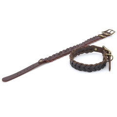 Soft Genuine Leather Braided Dog Collar Adjustable - PeticaDeals