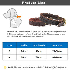 Soft Genuine Leather Braided Dog Collar Adjustable - PeticaDeals