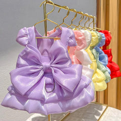 Solid Color Cat Dog Dresses with D-ring for Small Dogs - PeticaDeals