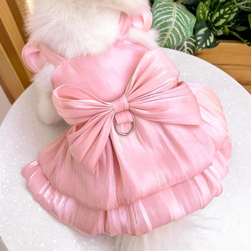 Solid Color Cat Dog Dresses with D-ring for Small Dogs - PeticaDeals