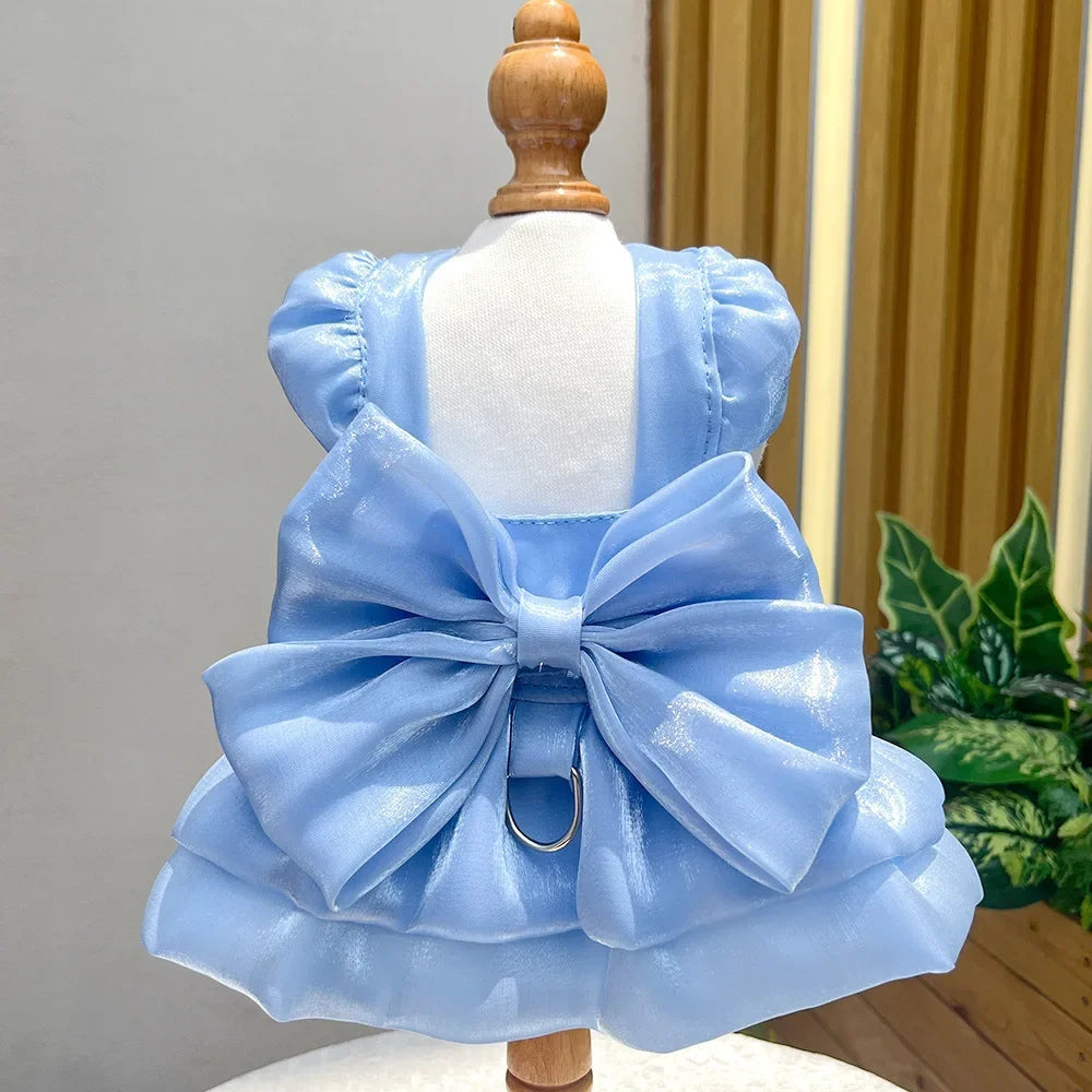 Solid Color Cat Dog Dresses with D-ring for Small Dogs - PeticaDeals