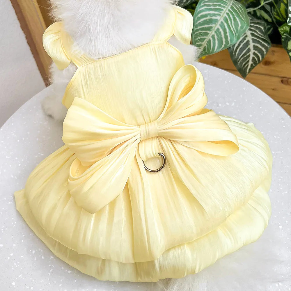 Solid Color Cat Dog Dresses with D-ring for Small Dogs - PeticaDeals