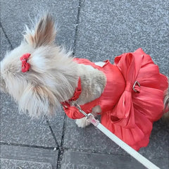 Solid Color Cat Dog Dresses with D-ring for Small Dogs - PeticaDeals