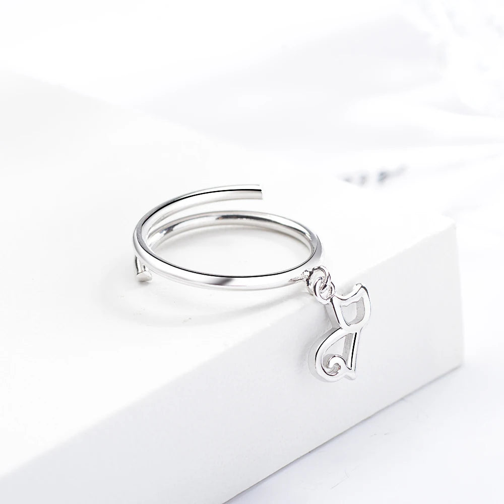 Solid Real Sterling Silver Fine Jewelry Cat Opening Ring - PeticaDeals