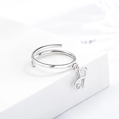 Solid Real Sterling Silver Fine Jewelry Cat Opening Ring - PeticaDeals