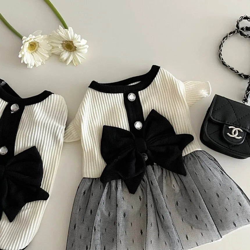 Spring and Summer New Cute Bow Yarn Dress - PeticaDeals