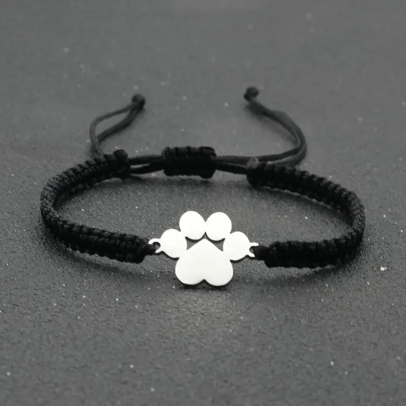 Stainless Steel Bear Claw Charm Bracelet Lovers' Lucky Handmade Braided Adjustable Friendship - PeticaDeals