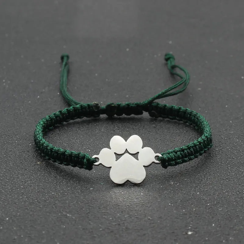 Stainless Steel Bear Claw Charm Bracelet Lovers' Lucky Handmade Braided Adjustable Friendship - PeticaDeals