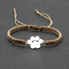 Stainless Steel Bear Claw Charm Bracelet Lovers' Lucky Handmade Braided Adjustable Friendship - PeticaDeals