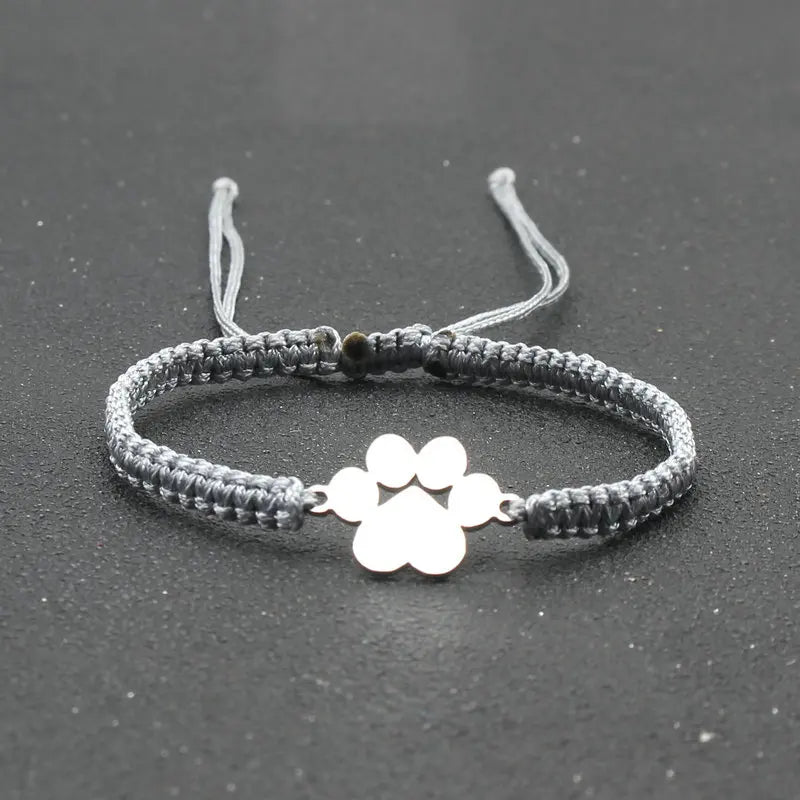 Stainless Steel Bear Claw Charm Bracelet Lovers' Lucky Handmade Braided Adjustable Friendship - PeticaDeals