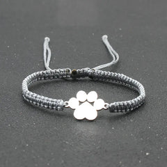Stainless Steel Bear Claw Charm Bracelet Lovers' Lucky Handmade Braided Adjustable Friendship - PeticaDeals