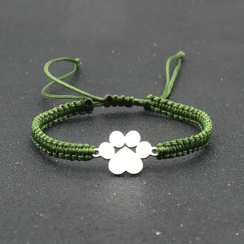 Stainless Steel Bear Claw Charm Bracelet Lovers' Lucky Handmade Braided Adjustable Friendship - PeticaDeals