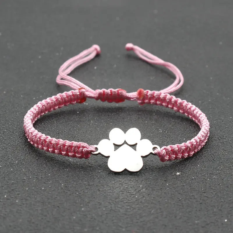 Stainless Steel Bear Claw Charm Bracelet Lovers' Lucky Handmade Braided Adjustable Friendship - PeticaDeals
