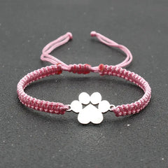 Stainless Steel Bear Claw Charm Bracelet Lovers' Lucky Handmade Braided Adjustable Friendship - PeticaDeals