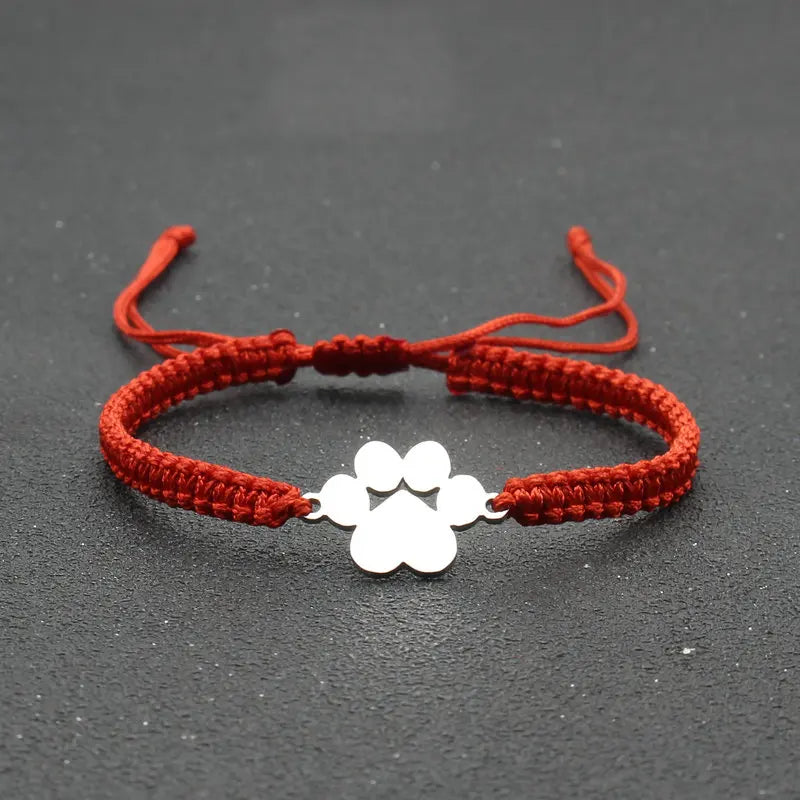 Stainless Steel Bear Claw Charm Bracelet Lovers' Lucky Handmade Braided Adjustable Friendship - PeticaDeals