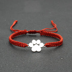 Stainless Steel Bear Claw Charm Bracelet Lovers' Lucky Handmade Braided Adjustable Friendship - PeticaDeals