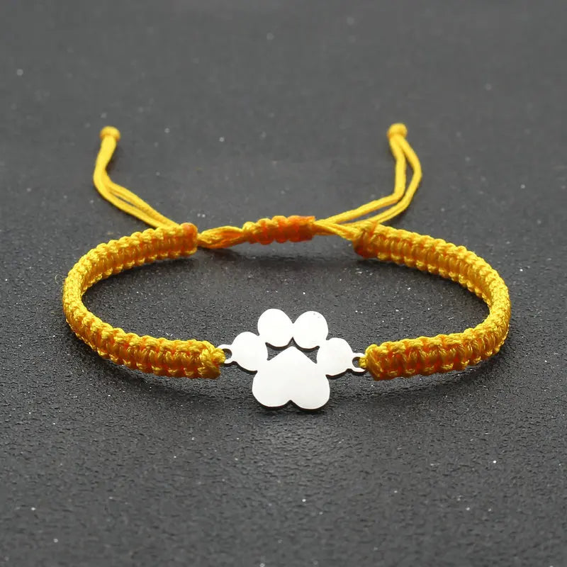 Stainless Steel Bear Claw Charm Bracelet Lovers' Lucky Handmade Braided Adjustable Friendship - PeticaDeals