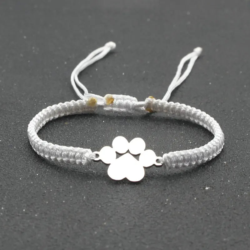 Stainless Steel Bear Claw Charm Bracelet Lovers' Lucky Handmade Braided Adjustable Friendship - PeticaDeals