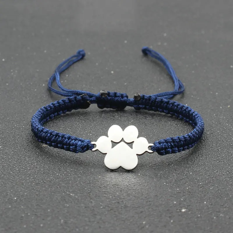 Stainless Steel Bear Claw Charm Bracelet Lovers' Lucky Handmade Braided Adjustable Friendship - PeticaDeals