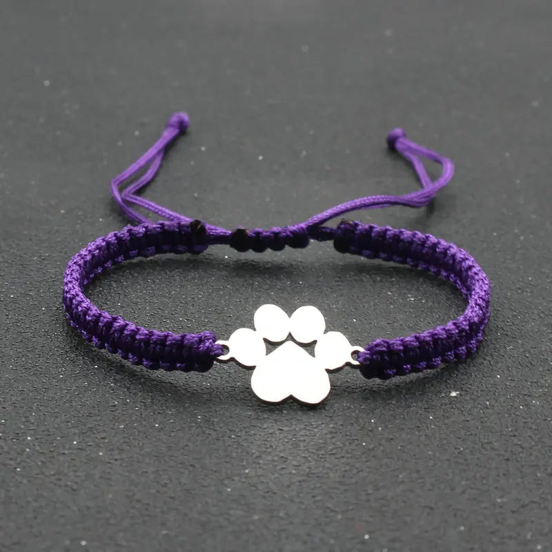 Stainless Steel Bear Claw Charm Bracelet Lovers' Lucky Handmade Braided Adjustable Friendship - PeticaDeals