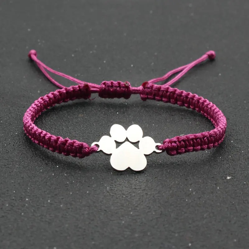 Stainless Steel Bear Claw Charm Bracelet Lovers' Lucky Handmade Braided Adjustable Friendship - PeticaDeals