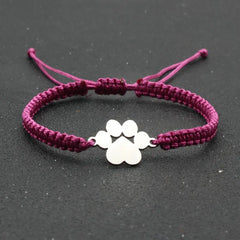 Stainless Steel Bear Claw Charm Bracelet Lovers' Lucky Handmade Braided Adjustable Friendship - PeticaDeals