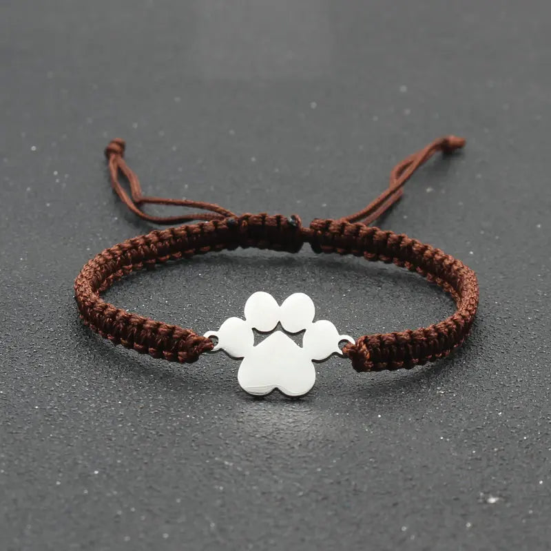 Stainless Steel Bear Claw Charm Bracelet Lovers' Lucky Handmade Braided Adjustable Friendship - PeticaDeals