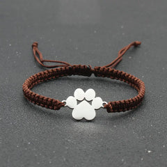 Stainless Steel Bear Claw Charm Bracelet Lovers' Lucky Handmade Braided Adjustable Friendship - PeticaDeals