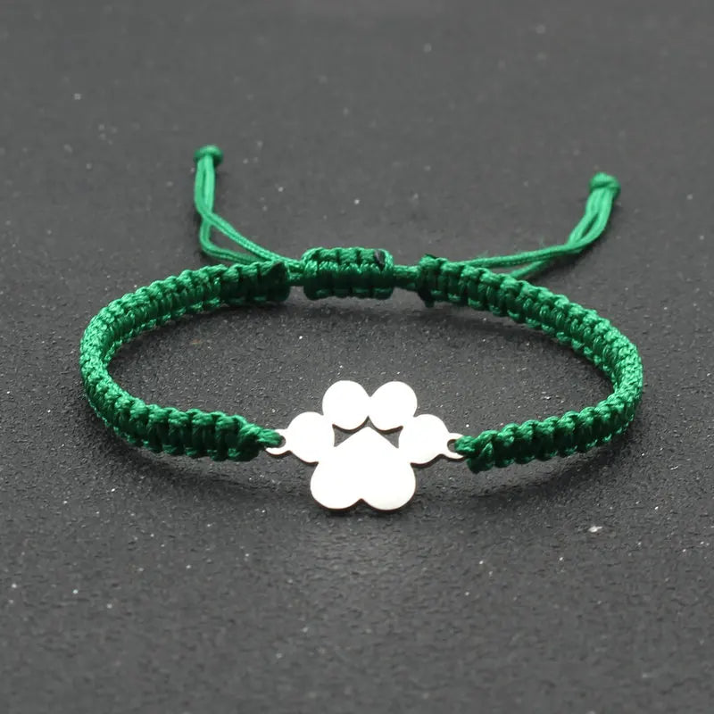Stainless Steel Bear Claw Charm Bracelet Lovers' Lucky Handmade Braided Adjustable Friendship - PeticaDeals