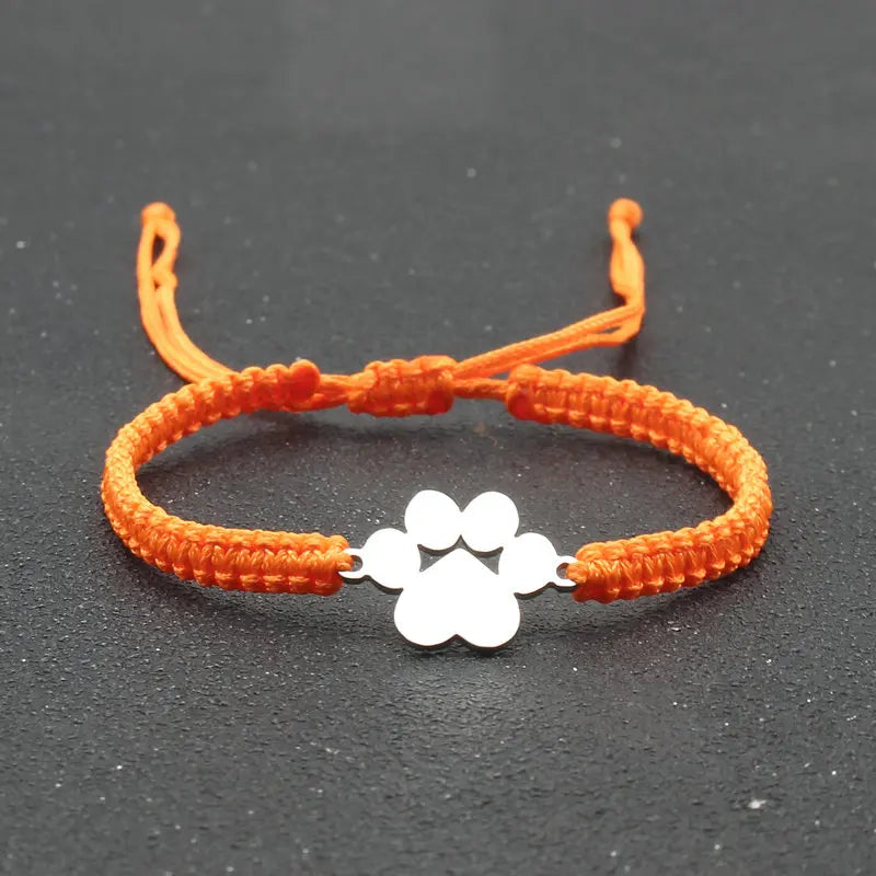 Stainless Steel Bear Claw Charm Bracelet Lovers' Lucky Handmade Braided Adjustable Friendship - PeticaDeals