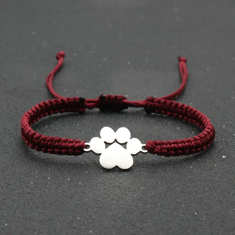 Stainless Steel Bear Claw Charm Bracelet Lovers' Lucky Handmade Braided Adjustable Friendship - PeticaDeals