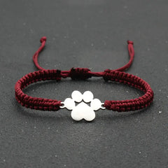 Stainless Steel Bear Claw Charm Bracelet Lovers' Lucky Handmade Braided Adjustable Friendship - PeticaDeals