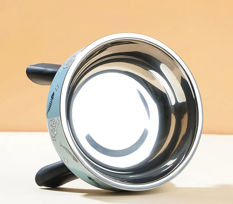 Stainless Steel Cat Bowl High Footed Neck Protection Kitten Bowl Anti-slip Pet Bowl for Dogs Cats - PeticaDeals