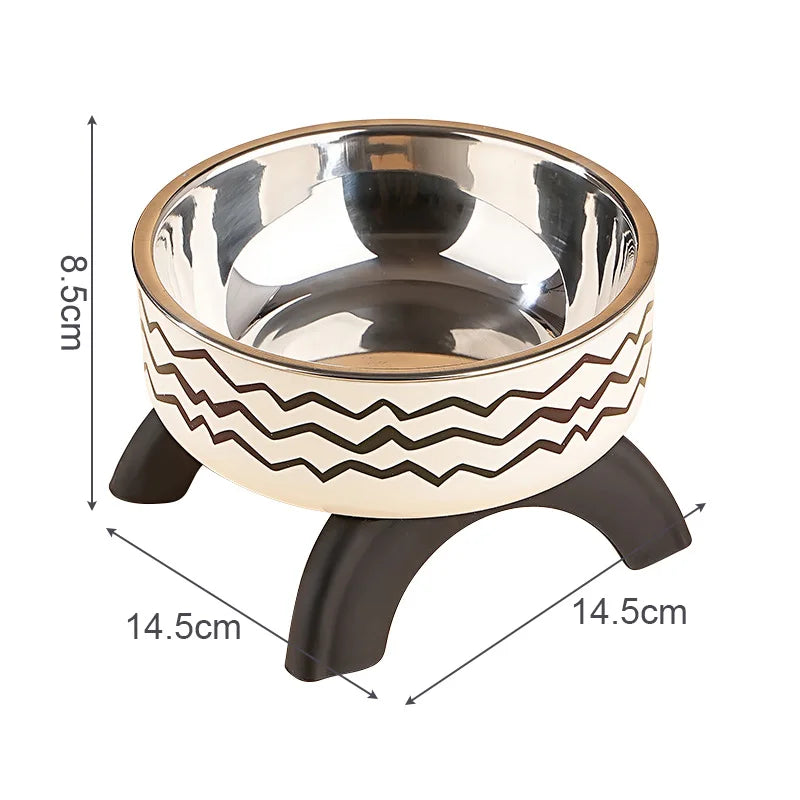Stainless Steel Cat Bowl High Footed Neck Protection Kitten Bowl Anti-slip Pet Bowl for Dogs Cats - PeticaDeals