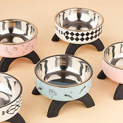 Stainless Steel Cat Bowl High Footed Neck Protection Kitten Bowl Anti-slip Pet Bowl for Dogs Cats - PeticaDeals
