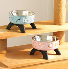 Stainless Steel Cat Bowl High Footed Neck Protection Kitten Bowl Anti-slip Pet Bowl for Dogs Cats - PeticaDeals
