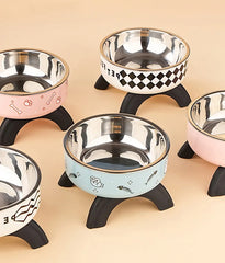 Stainless Steel Cat Bowl High Footed Neck Protection Kitten Bowl Anti-slip Pet Bowl for Dogs Cats - PeticaDeals